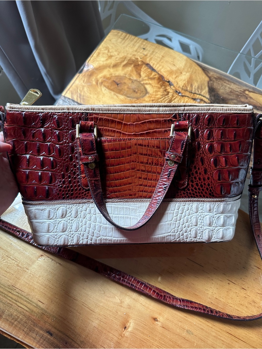 Brahmin Mini Asher Tote in pecan - Picture 2 of 8